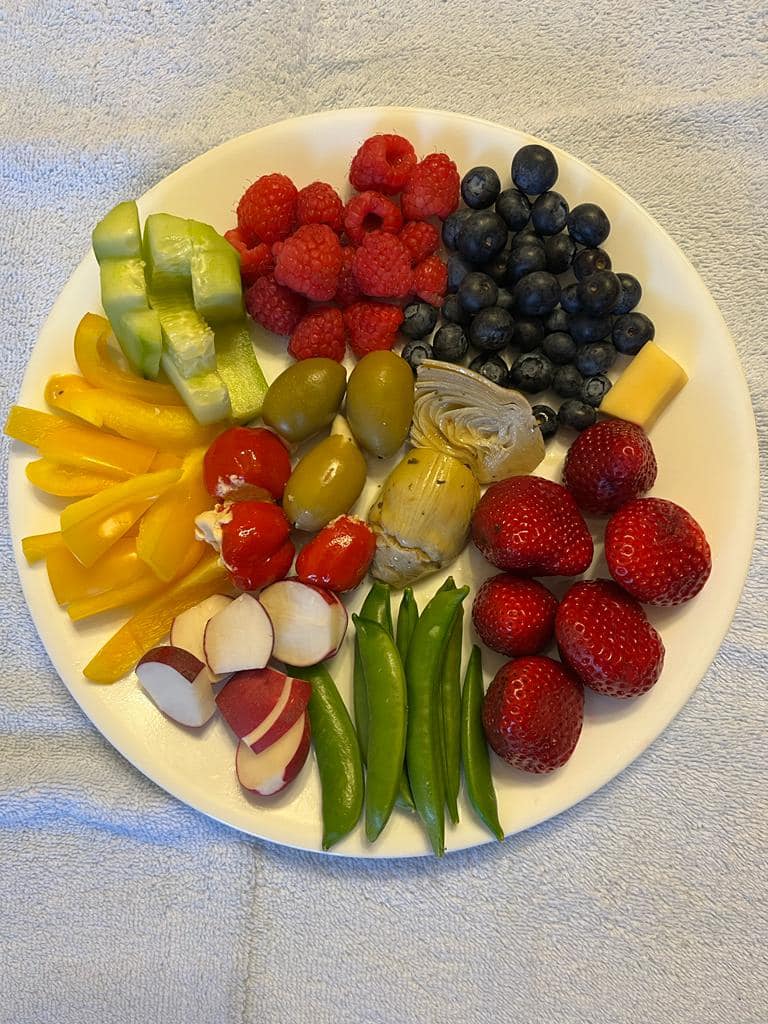 Colorful Platter of Fruits and Exotic Vegetables
